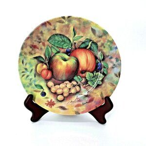 Email de Limoges Marino I Godinger 7.5”Fruit Plate Signed Fiorilli Apple Grapes
